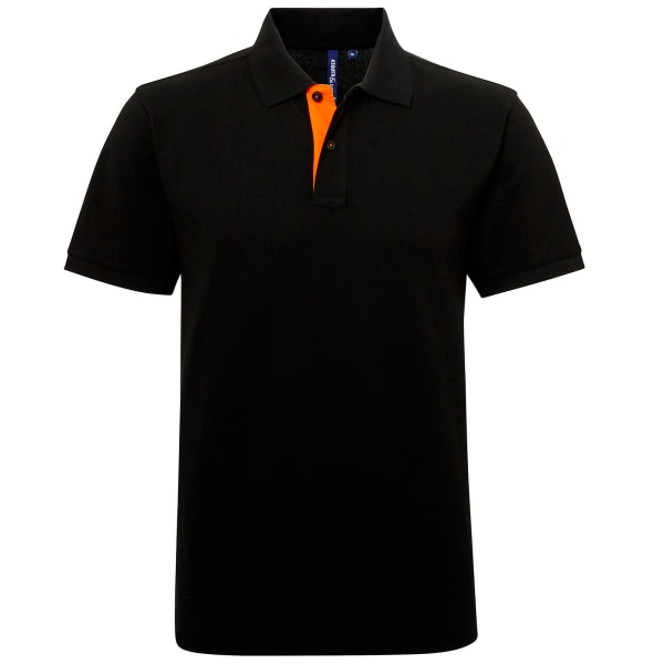 Asquith & Fox Herr Classic Fit Contrast Polo Shirt 3XL Svart/O Black/ Orange 3XL