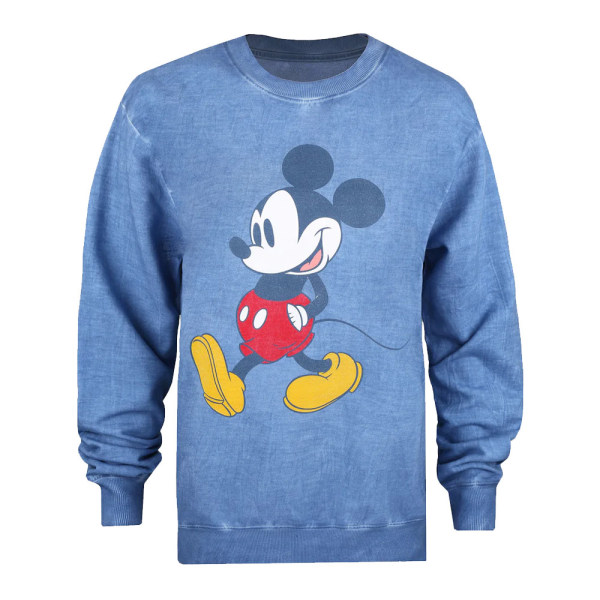 Disney Dam/Dam Strides Mickey Mouse tvättad tröja L V Vintage Blue L