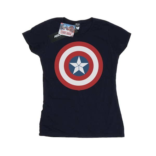 Marvel Dam/Kvinnor Captain America Civil War Shield Bomull T- Navy Blue XXL