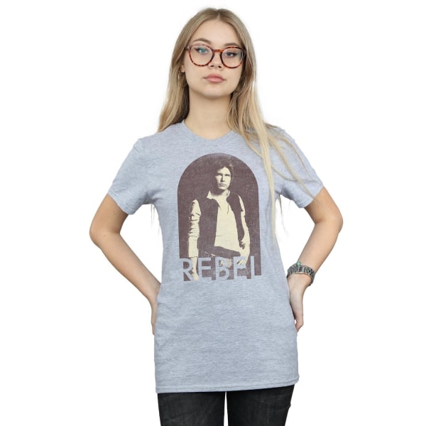 Star Wars Dam/Dam Han Solo Rebel T-shirt för pojkvän i bomull Sports Grey S