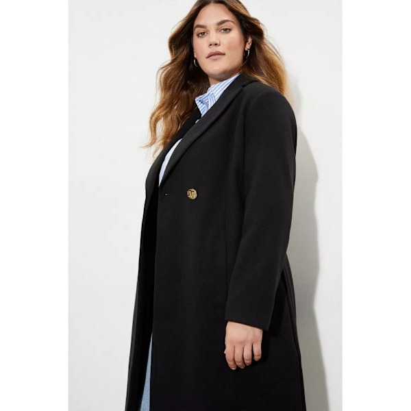 Dorothy Perkins Kvinnokappa med knappar och omslag, storlek 18 UK, svart Black 18 UK