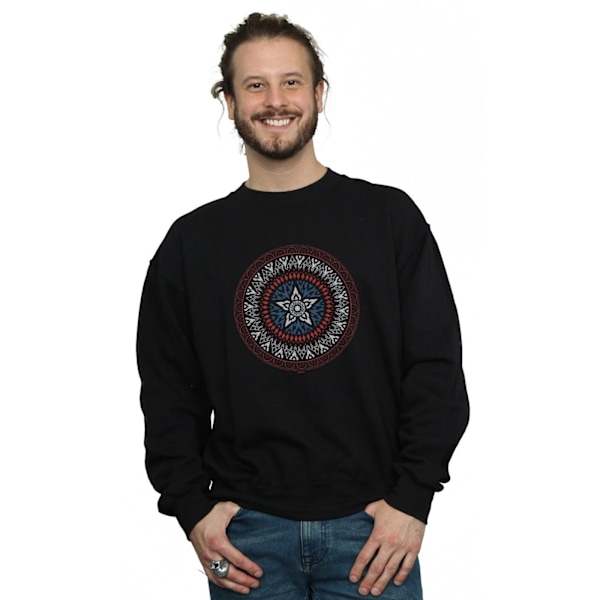 Marvel Herr Captain America Ornamental Shield Sweatshirt XXL Svart Black XXL