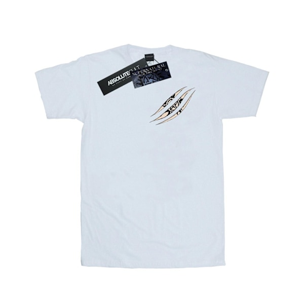 Supernatural Dam/Kvinnor Symbol Scratch Bomull Pojkvän T-Sh White L