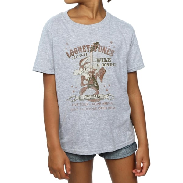 Looney Tunes Girls Wile E Coyote Gitarr Bomull T-shirt 9-11 År Sports Grey 9-11 Years