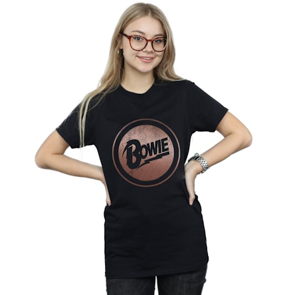 David Bowie Dam/Kvinnor Roséguld Cirkel Bomull Boyfriend T-Shirt - S Black 3XL