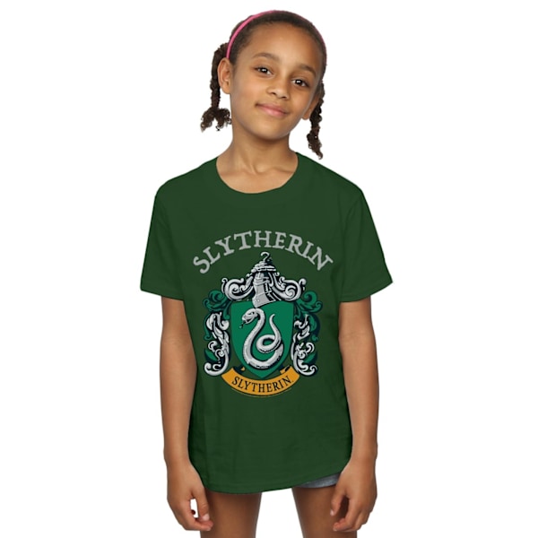 Harry Potter T-shirt i bomull med Slytherin-vapen för flickor, 7-8 år Forest Green 7-8 Years