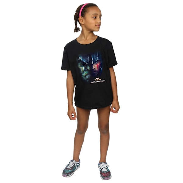 Marvel Girls Thor Ragnarok Hulk Split Face Bomull T-shirt 7-8 år Black 7-8 Years