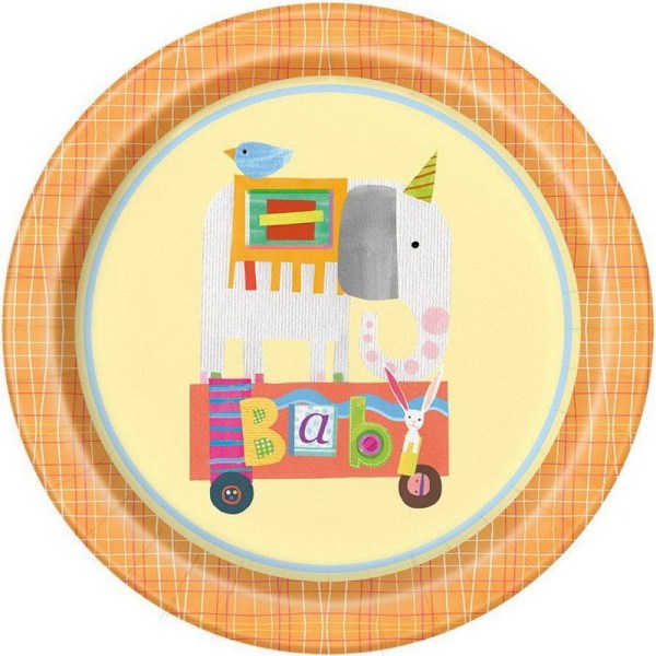 Unika festpapper Cirkusdjur Babyshower Partytallrikar (Förpackning Brown One Size