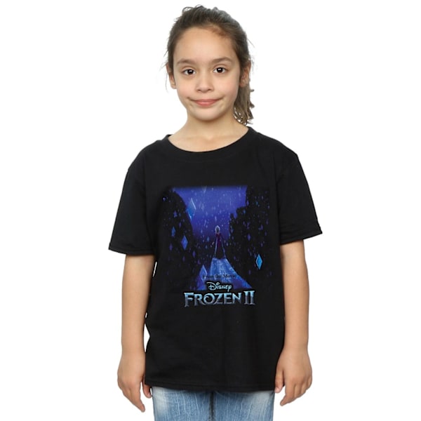 Disney Girls Frozen 2 Elsa Diamond Elements Bomull T-shirt 7-8 Black 7-8 Years