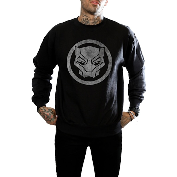 Marvel Herr Svart Panter Distressed Icon Sweatshirt M Svart Black M