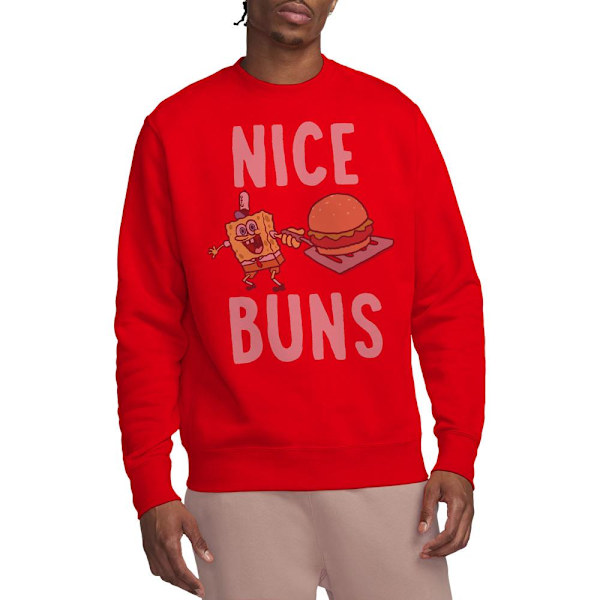 SvampBob Fyrkant Unisex Vuxen Nice Buns Sweatshirt M Röd Red M