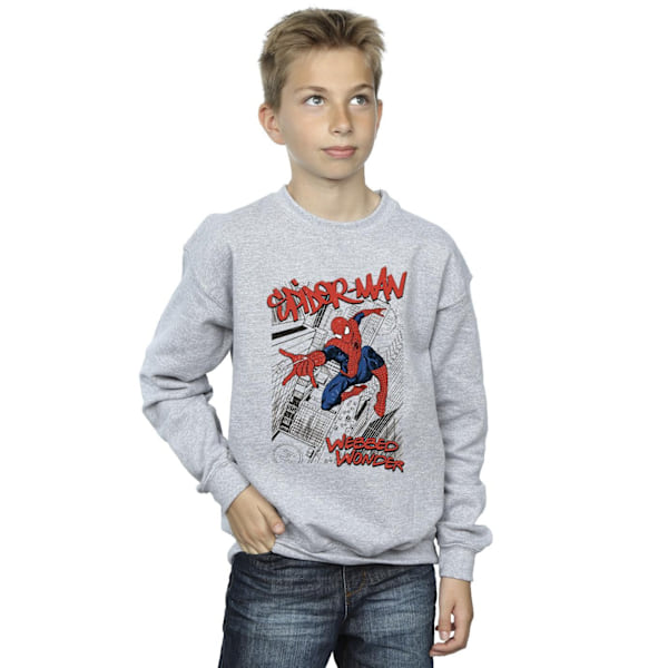 Marvel Boys Spider-Man Sketch City Sweatshirt 7-8 år Sport Sports Grey 7-8 Years