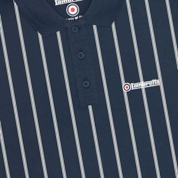 Lambretta Herr Pinstripe Pikétröja S Marinblå/Vit Navy/White S