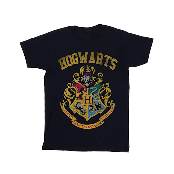 Harry Potter Dam/Damer Hogwarts Varsity Bomull Boyfriend T-Shirt Navy Blue XL