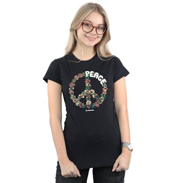 Woodstock Womens/Ladies Floral Peace Bomull T-shirt L Svart Black L