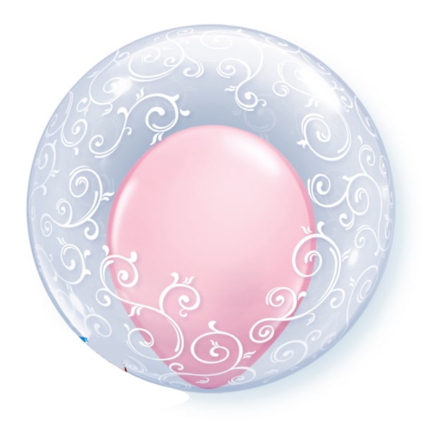 Qualatex 24 tum Deco Fancy Filigree Enstaka Klar Bubbla Ballong Clear/White One Size