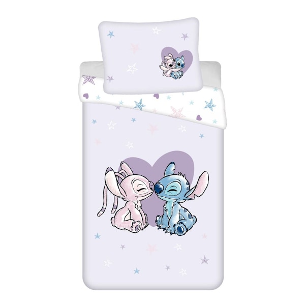 Lilo & Stitch Hjärtan Påslakanset Enkelt Lila/Flerfärgat Purple/Multicoloured Single