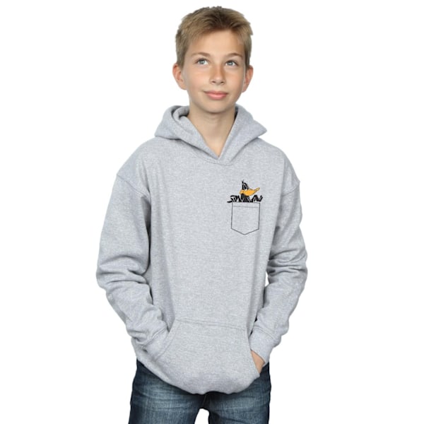 Looney Tunes Boys Daffy Duck Faux Pocket Hoodie 7-8 År Sport Sports Grey 7-8 Years