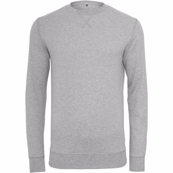 Bygg ditt varumärke Herr Plain Light Crewneck Sweater XL Heather G Heather Grey XL