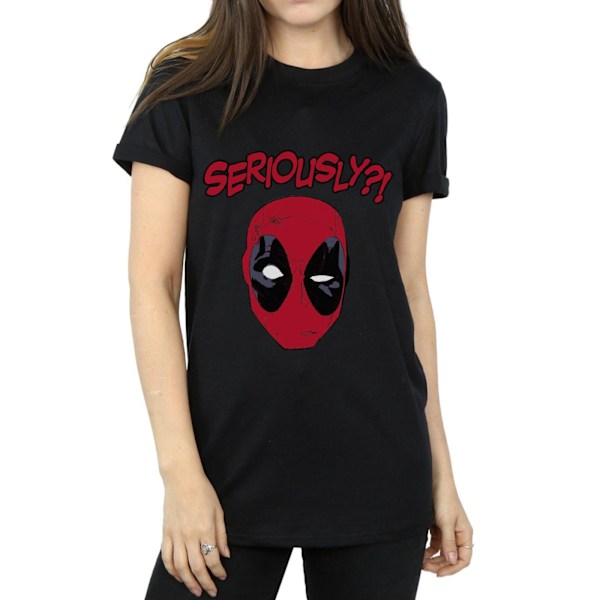 Deadpool Dam/Damer Allvarligt Bomull Pojkvän T-shirt M Svart Black M