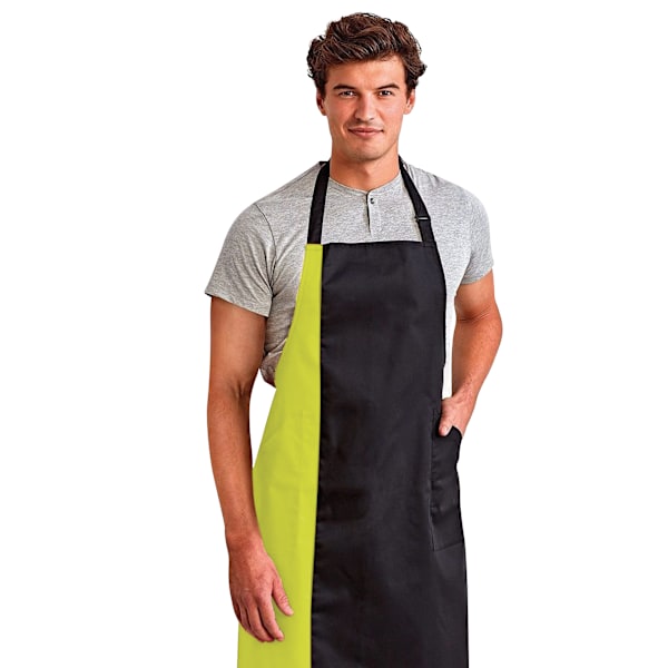 Premier Unisex Kontrastfärgad Arbetsförkläde Haklapp En Storlek Svart/ Lime Black/ Lime One Size
