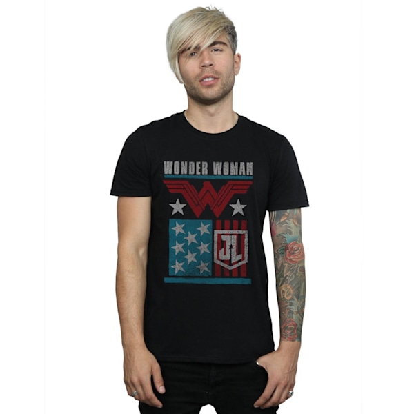 DC Comics Justice League Movie Wonder Woman Flag T-Shirt X Black XXL