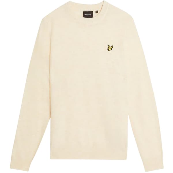 Lyle & Scott Herrtröja med broderad logotyp, rund hals, långärmad Beige Marl XL