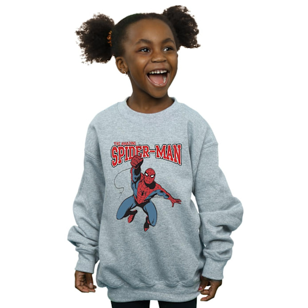 Marvel Girls Spider-Man Leap Sweatshirt 7-8 år Sports Grey Sports Grey 7-8 Years