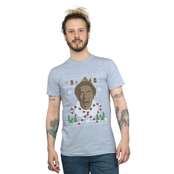 Elf Herr Jul Fair Isle T-shirt XL Sports Grey Sports Grey XL