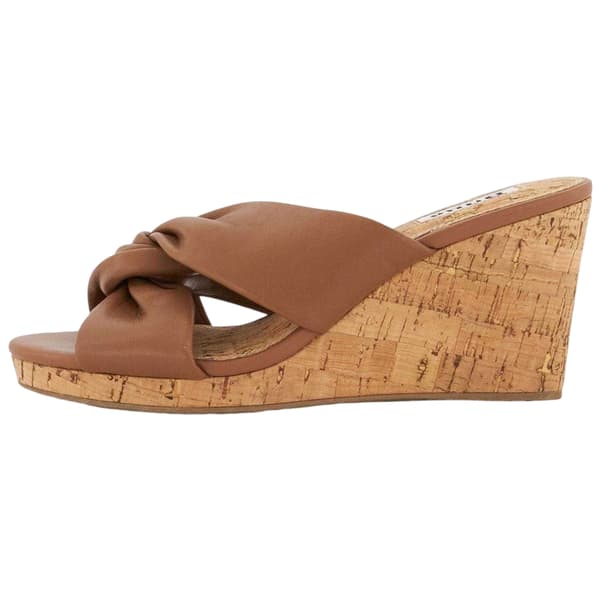 Dune London Dam Twist Knot Läder Kil Mule Sandaler Tan 8 UK