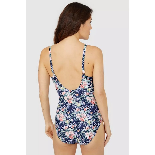 Debenhams Dam/Kvinnors Blommiga Tvinnade En Delig Baddräkt 10 UK Navy 10 UK