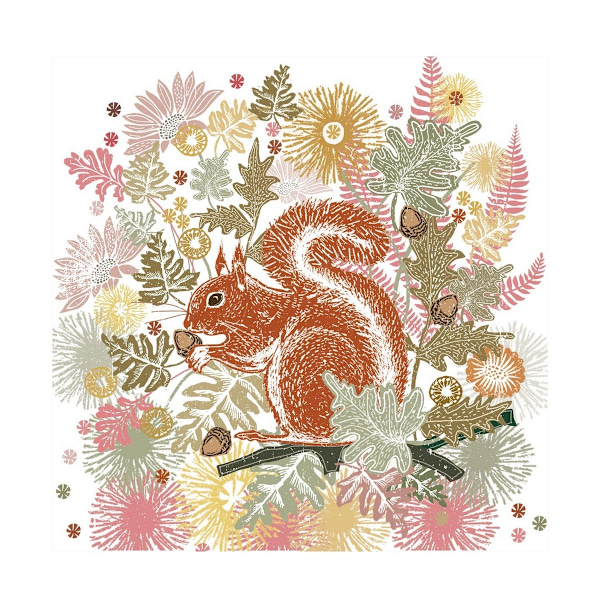 Summer Thornton Woodland Nature Squirrel Print 40cm x 40cm Multi Multicoloured 40cm x 40cm