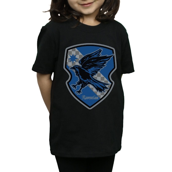 Harry Potter T-shirt med Ravenclaw-vapen, platt bomull, för flickor, 7-8 år Black 7-8 Years