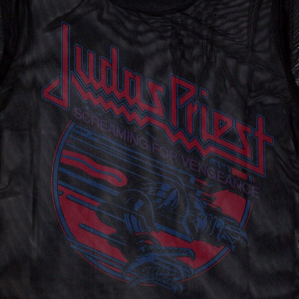 Judas Priest Dam/Dam Screaming For Vengeance Mesh Crop Top Black L