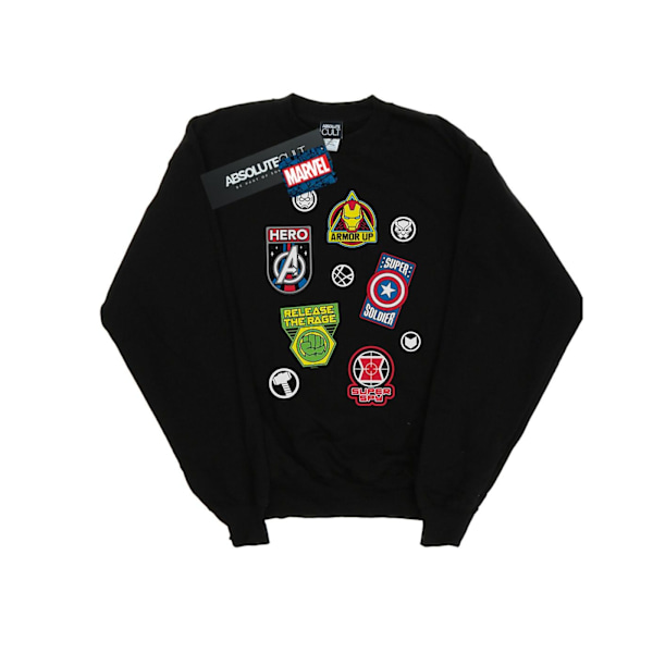 Marvel Boys Avengers Hero Badges Sweatshirt 7-8 år Svart Black 7-8 Years