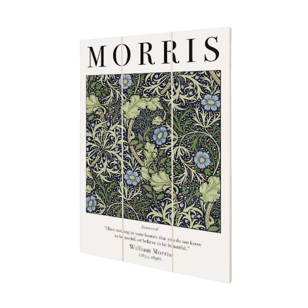 William Morris Seaweed Trä Mini Plakett 20cm x 29.5cm Vit/Grön White/Green 20cm x 29.5cm