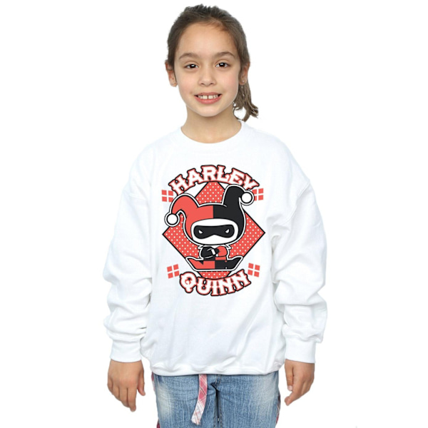 DC Comics Girls Chibi Harley Quinn Badge Sweatshirt 7-8 år W White 7-8 Years