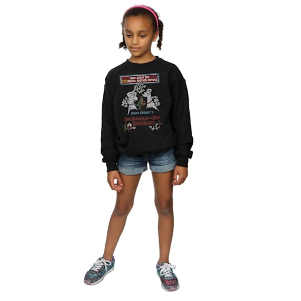 Disney Girls 101 Dalmatians Retro Poster Sweatshirt 7-8 år B Black 7-8 Years