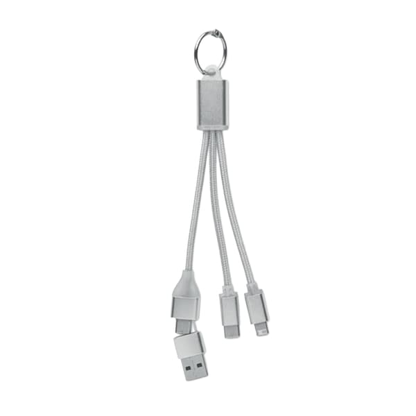 MidOcean 4-i-1 Nyckelring Laddningskabel One Size Silver Silver One Size