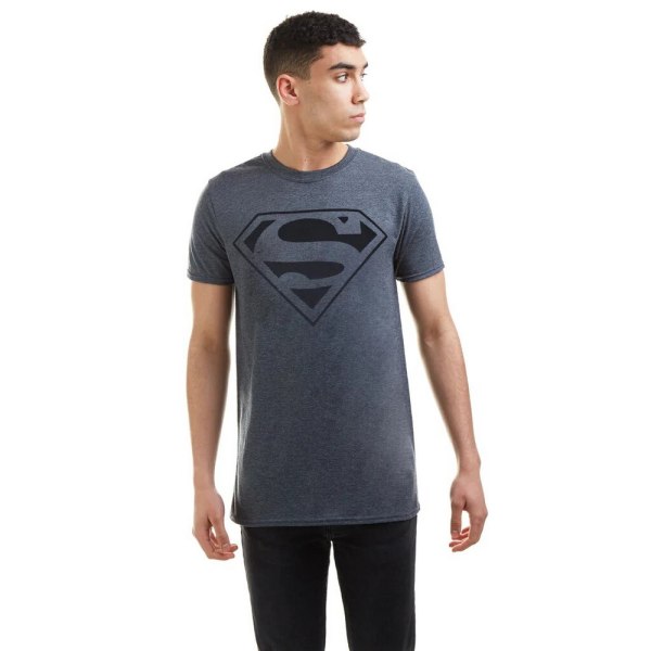Superman Herr Monokrom bomull T-shirt M Mörk Ljung/Svart Dark Heather/Black M