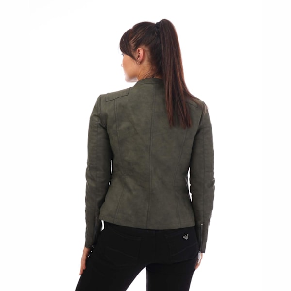 Only Dam/Kvinnor Ava Faux Läder Bikerjacka 8 UK Grön Green 8 UK