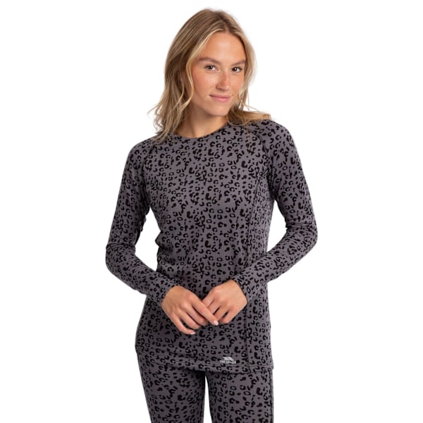 Trespass Elianne Leopardmönstrad Baslager Topp för Kvinnor Storlek S Mörkgrå Dark Grey S