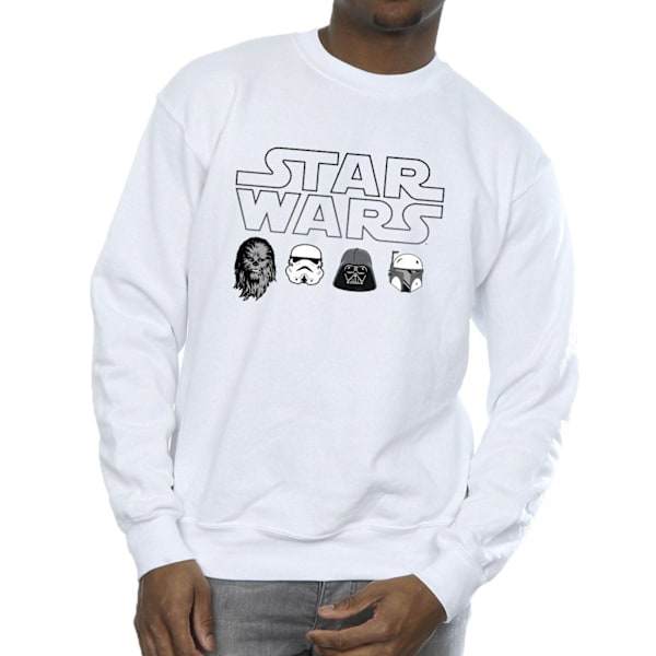 Star Wars Herr Sweatshirt med Karaktärs Huvuden S Vit White S