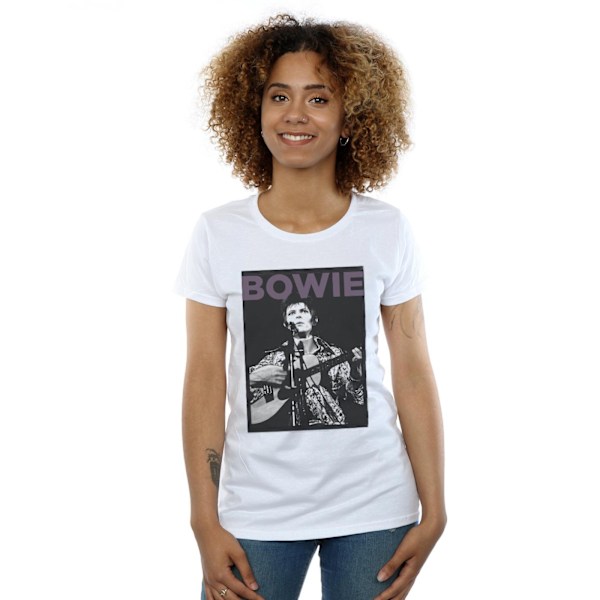 David Bowie Dam T-shirt i bomull med rockaffisch för kvinnor/damer, S, vit White S