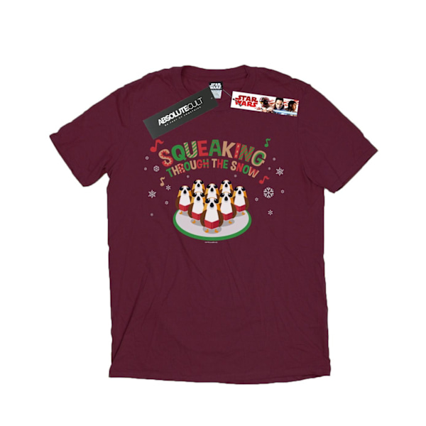 Star Wars The Last Jedi Porgs Squeaking Through The Snow T-shirt för män Burgundy S