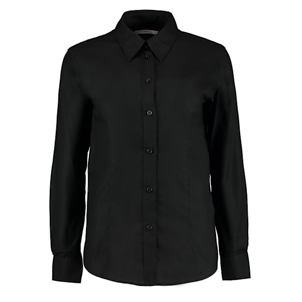 Kustom Kit Dam Oxford Skjorta med Lång Ärm, Slank Passform, Storlek 24 Black 24 UK