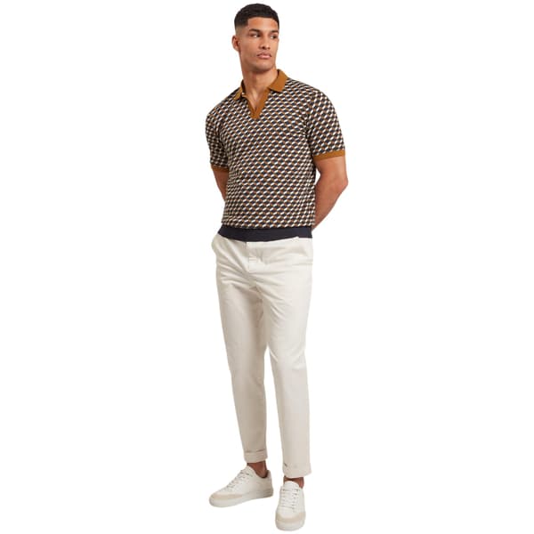 Ted Baker Herr Geometrisk Jacquard Kragad Pikétröja L Brun/Tan Brown/Tan L