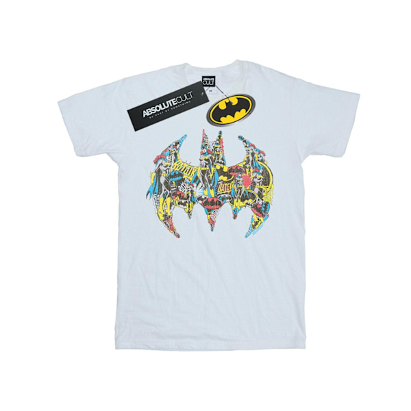 DC Comics Dam/Kvinnor Batman Batgirl Logo Collage Bomull Boyfriend T-Shirt White 5XL