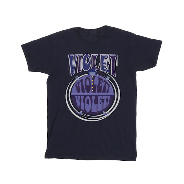Willy Wonka Girls Violet Turning Violet Bomull T-shirt 5-6 år Navy Blue 5-6 Years