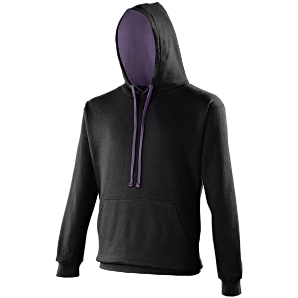 Awdis Varsity Hooded Sweatshirt / Hoodie L Jet Black/Lila Jet Black/Purple L